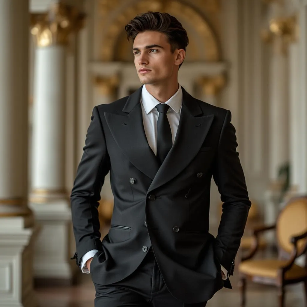 Modelo con look formal elegante